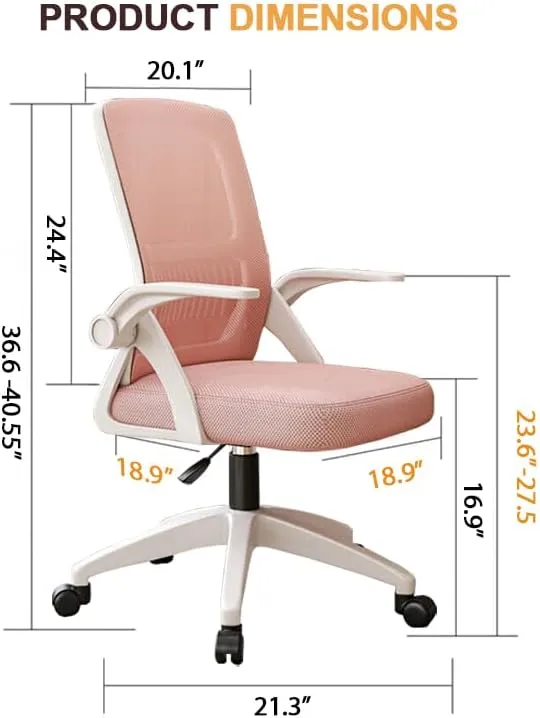 Home Office Chair Ergonomic Breathable Mesh Chair High Back with Adjustable Height Swivel with Flip-Up Arms and Lumbar Support