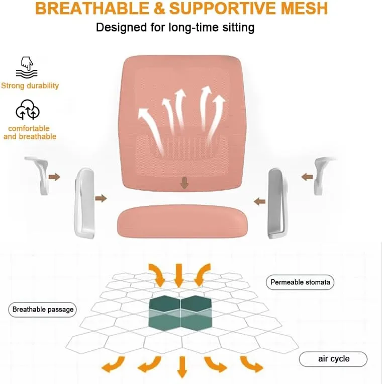 Home Office Chair Ergonomic Breathable Mesh Chair High Back with Adjustable Height Swivel with Flip-Up Arms and Lumbar Support