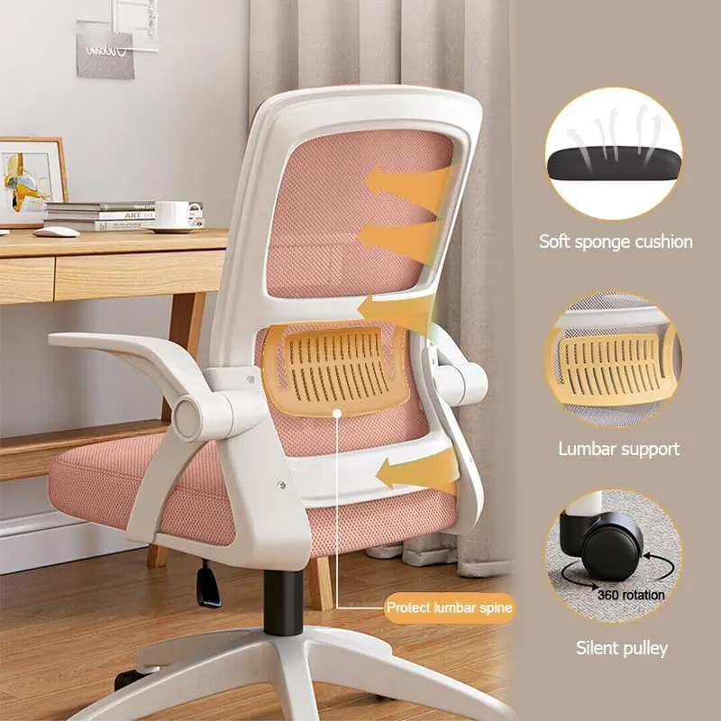 Home Office Chair Ergonomic Breathable Mesh Chair High Back with Adjustable Height Swivel with Flip-Up Arms and Lumbar Support
