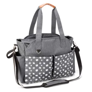 Homlynn Diaper Tote Bag, Baby Changing Satchel Bag Messenger Weekender with 12 Pockets and Stroller Straps for All Baby Accessories (Classic Grey)