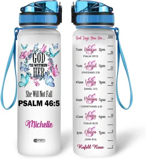Hyturtle Personalized Christian Water Bottle - 32oz Motivational Water Bottle with Leak-Proof Lid Time Marker - Custom Name Gift for Butterfly Butterfly Lovers Women Girls On Birthday Christmas
