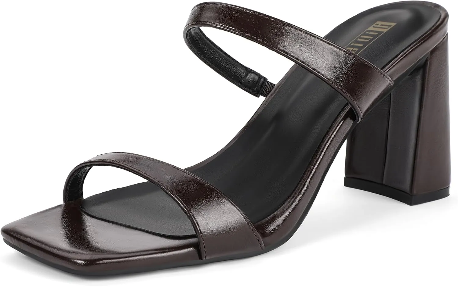 IDIFU IN3 Chunky Block Heels for Women Square Open Toe Heels Comfortable Sexy Summer Cute Trendy Slides Heeled Sandals Prom Wedding Party Dress Shoes for Women Two Strap Slip On Mules Low Short Heels