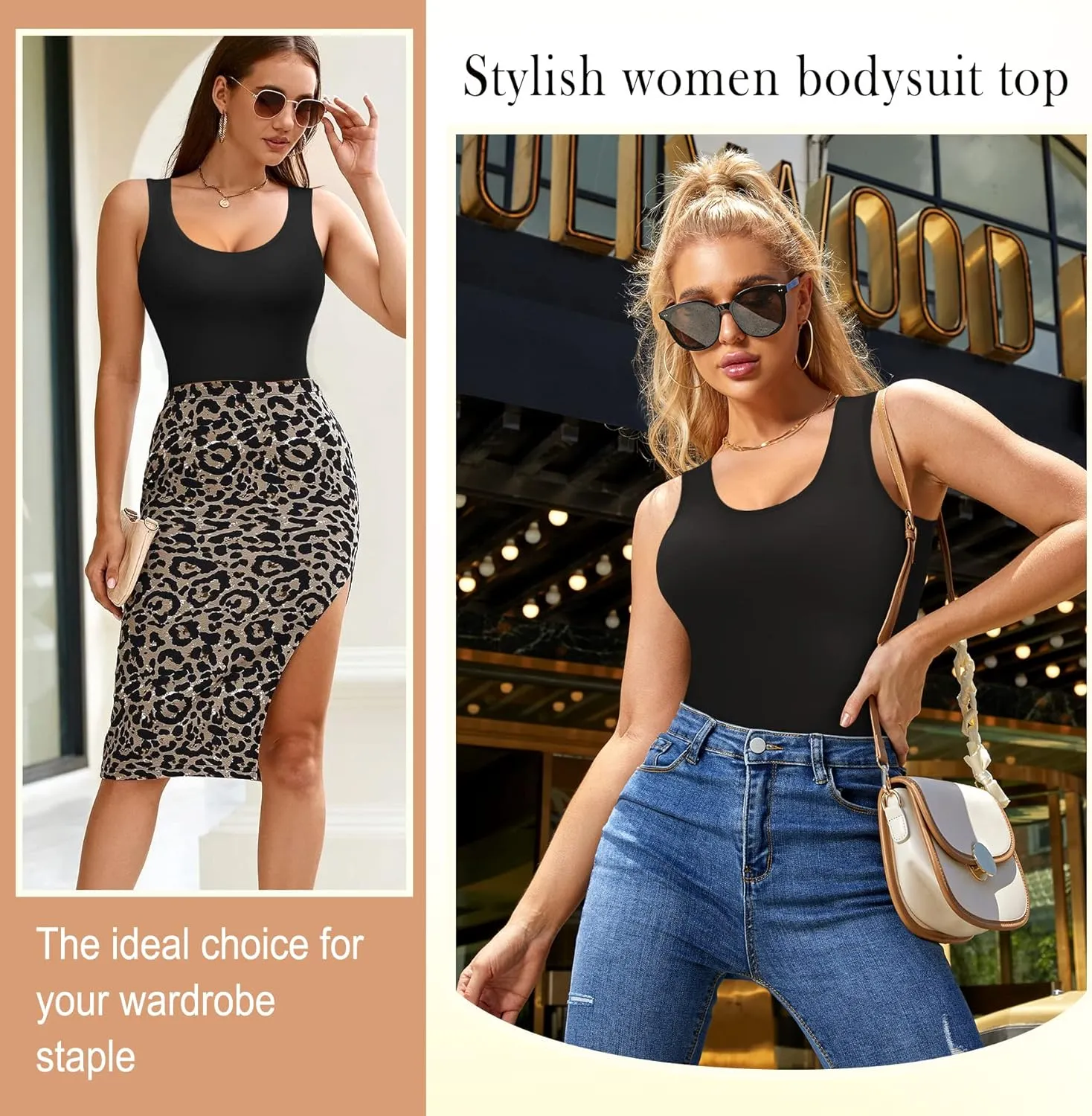 Irisnaya Shapewear Bodysuit Scoop Neck Tank Tops for Women Tummy Control Waist Trainer Vest Full Body Shaper