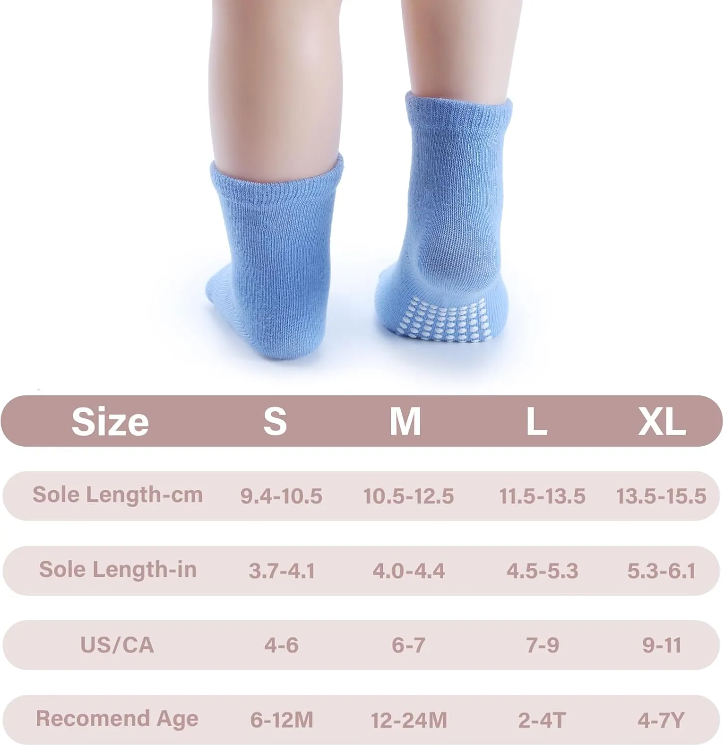 JAKIDAR 12 Pack Baby Toddler Socks Non Slip Grip Cotton Crew Socks for Boys Girls Infants Kids