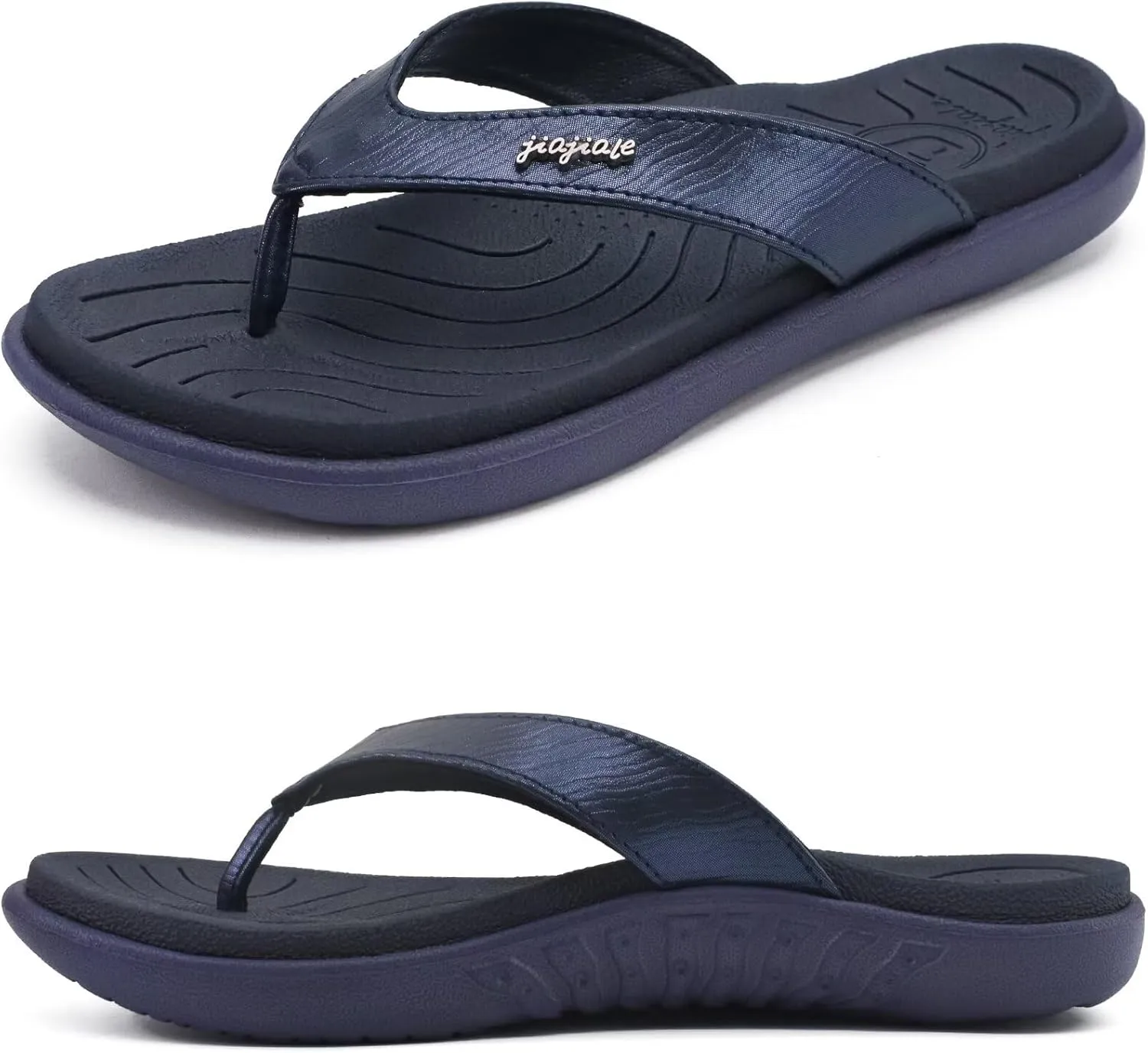jiajiale Womens Fashion Orthotic Flip Flops Ladies Slip On Lightweight Comfortable Thick Cushion Yoga Mat Thong Sandals With Plantar Fasciitis Arch Support