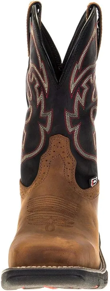 Justin Boot Company Men's Stampede Rush Tan 11" Black Maldova H2O Comp Toe Work Boot Black/Brown 5