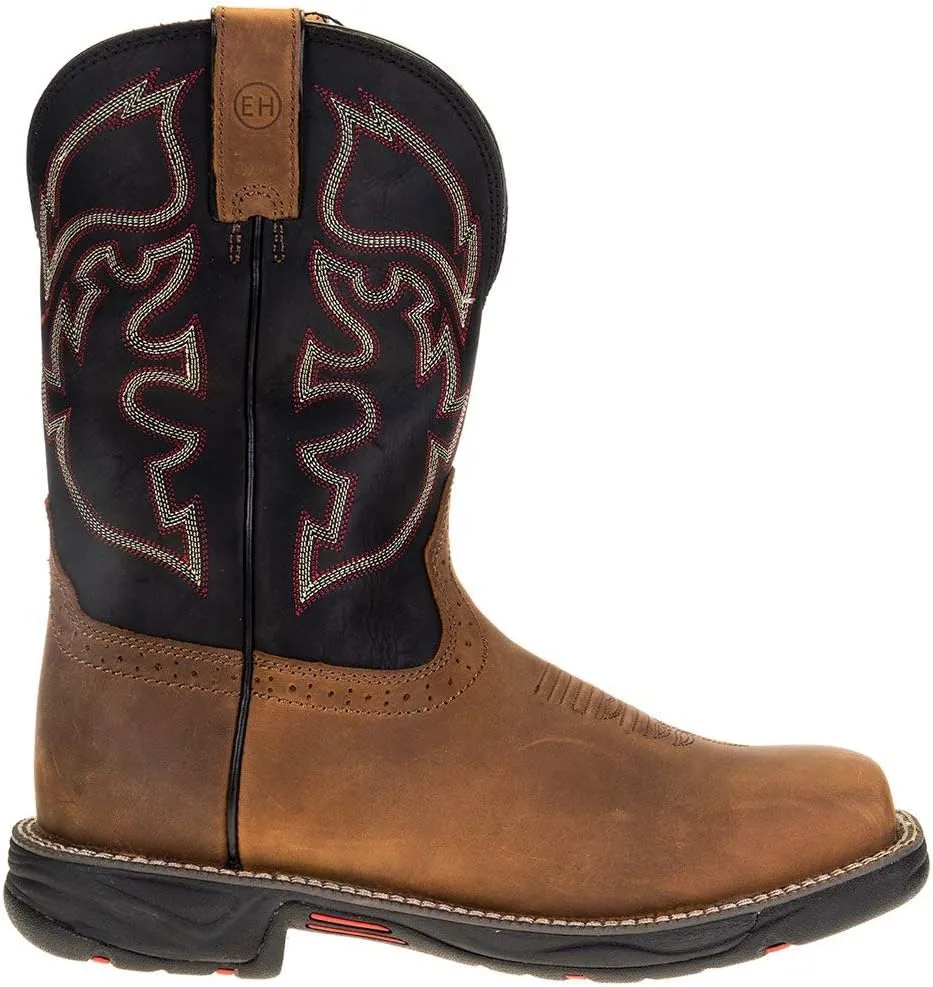 Justin Boot Company Men's Stampede Rush Tan 11" Black Maldova H2O Comp Toe Work Boot Black/Brown 5