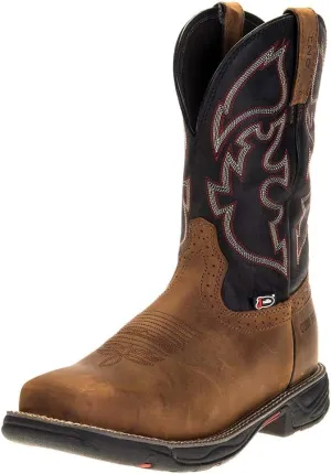 Justin Boot Company Men's Stampede Rush Tan 11" Black Maldova H2O Comp Toe Work Boot Black/Brown 5