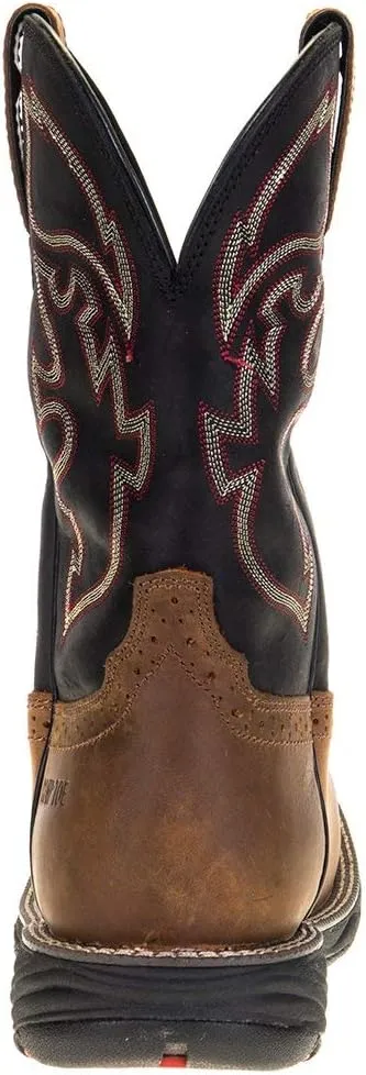 Justin Boot Company Men's Stampede Rush Tan 11" Black Maldova H2O Comp Toe Work Boot Black/Brown 5