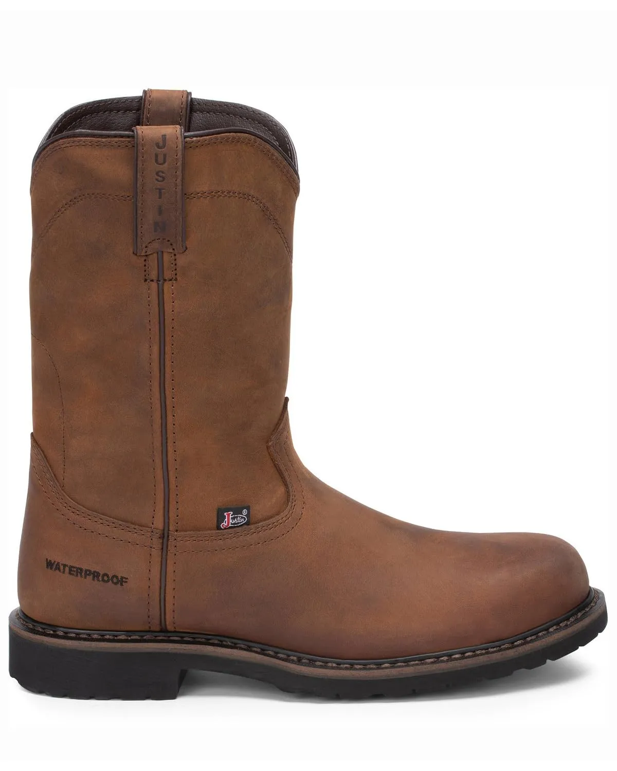 JUSTIN ORIGINAL WORKBOOTS SE4961 Wellington Boot,7,EE,Tan,Steel,PR