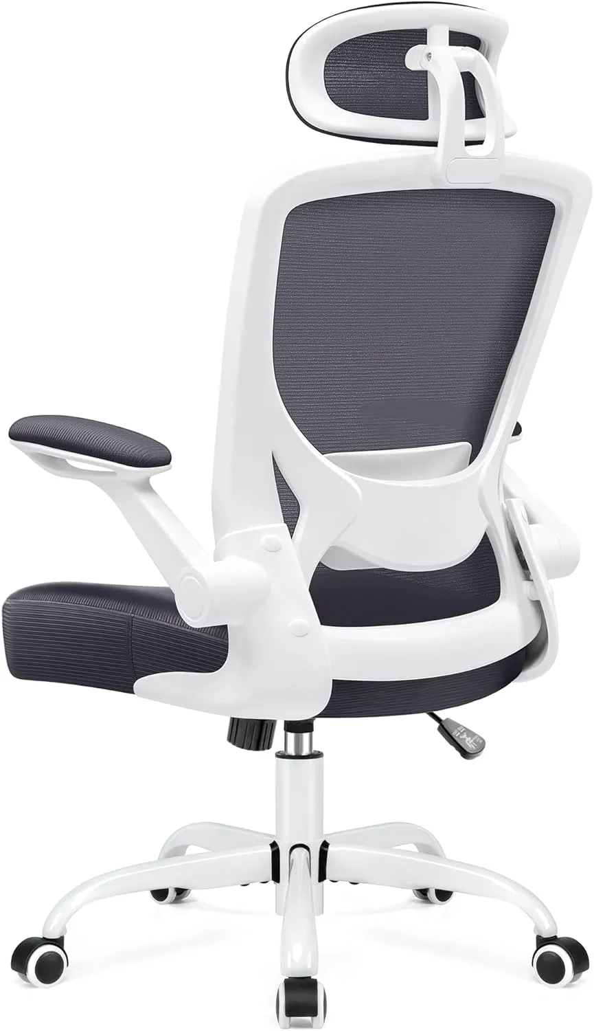 KERDOM Modern Ergonomic Office Chair, Lumbar Support with Headrest, Flip-up Arms, Breathable Mesh, Adjustable Height, Darkgray