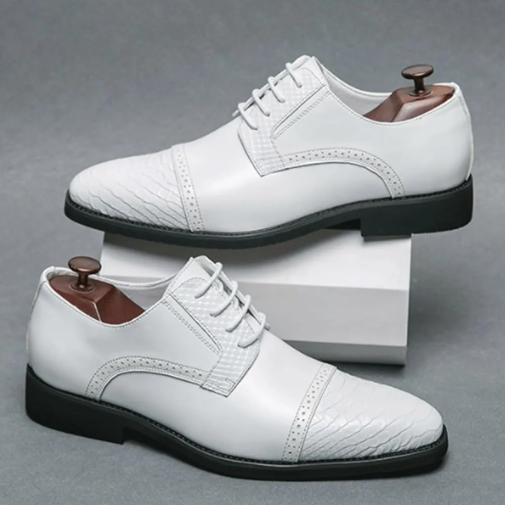 Korean Style Classic Wingtip Lace Up Leather Shoes Men's Slip On Dress Oxford Elegant Prom Casual