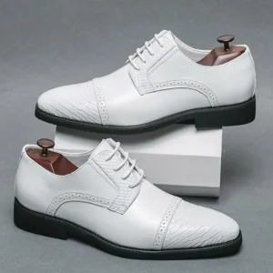 Korean Style Classic Wingtip Lace Up Leather Shoes Men's Slip On Dress Oxford Elegant Prom Casual