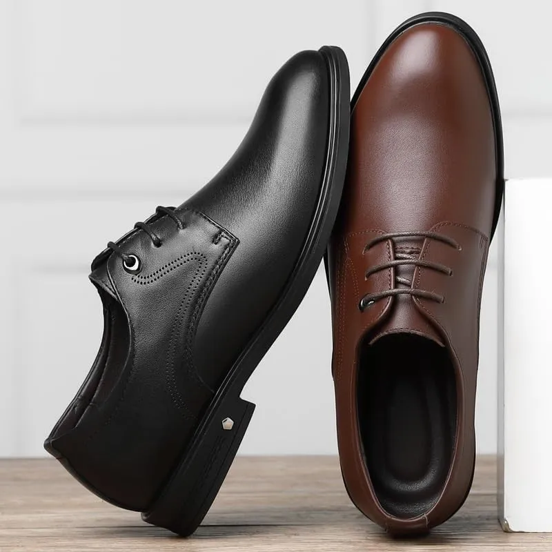 Lace-Up Shoes for Men Formal Men's Shoes Business Casual Cowhide Shoes Fashion Versatile Leather Shoes Mens Casual Oxford Shoes Black