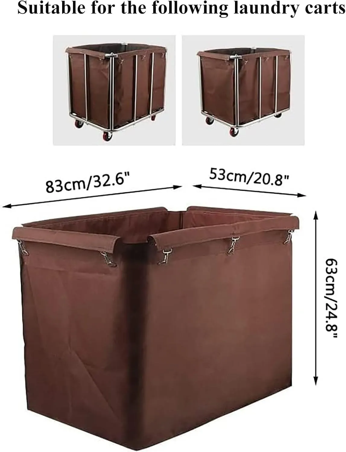 Laundry Cart Liner Bag Replacement, Thickened Oxford Cloth Storage Bag, Laundry Cart With Wheels Large Rolling Laundry Cart for Commercial/Home(Brown)