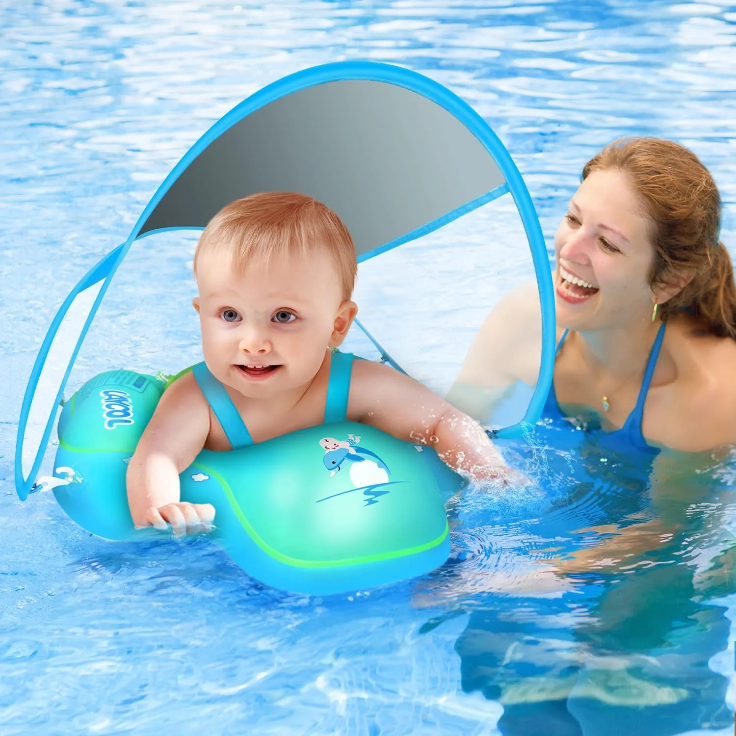 LAYCOL Baby Swimming Float with UPF50  Sun Canopy Baby Floats for Pool No Flip Overbaby Pool for Baby Age of 3-36 Months