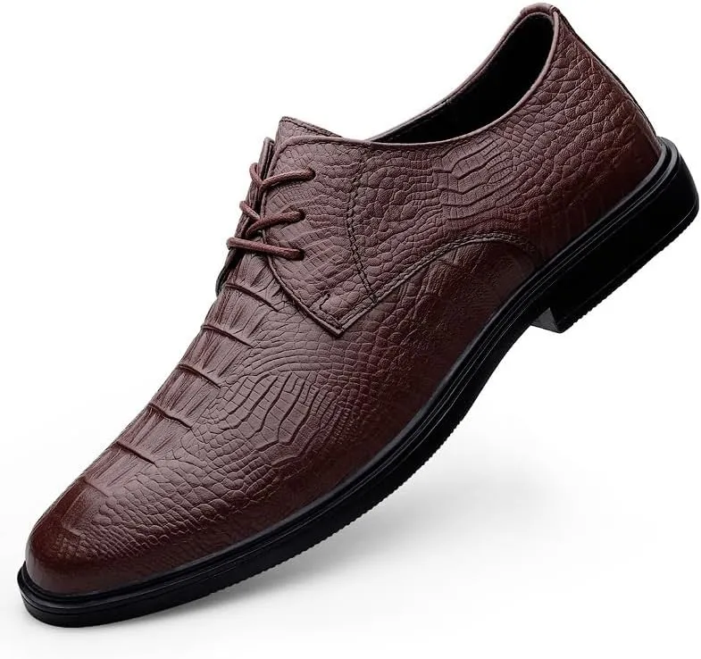 Leather Mens Dress Shoes Modern Formal Business Oxfords Shoes Casual Lace-up Tuxedo Shoes for Men