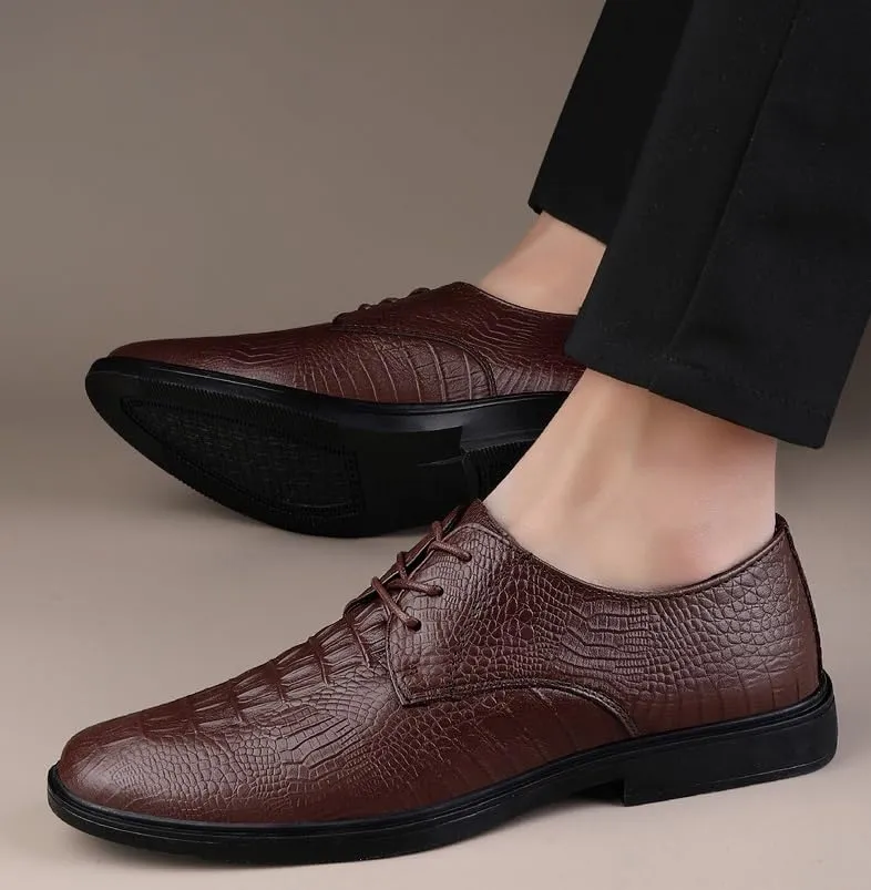 Leather Mens Dress Shoes Modern Formal Business Oxfords Shoes Casual Lace-up Tuxedo Shoes for Men