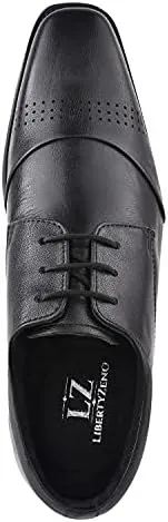 LIBERTYZENO Mens Croco Lizard Print Genuine Leather Adults Slip On & Lace Up Oxford Dress Shoes for Easter Gift