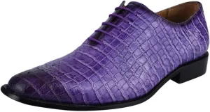 LIBERTYZENO Mens Plain & Animal Print Purple Genuine Leather Adults Slip On & Lace Up Oxford Dress Shoes/Prom Shoes for Prom Graduation