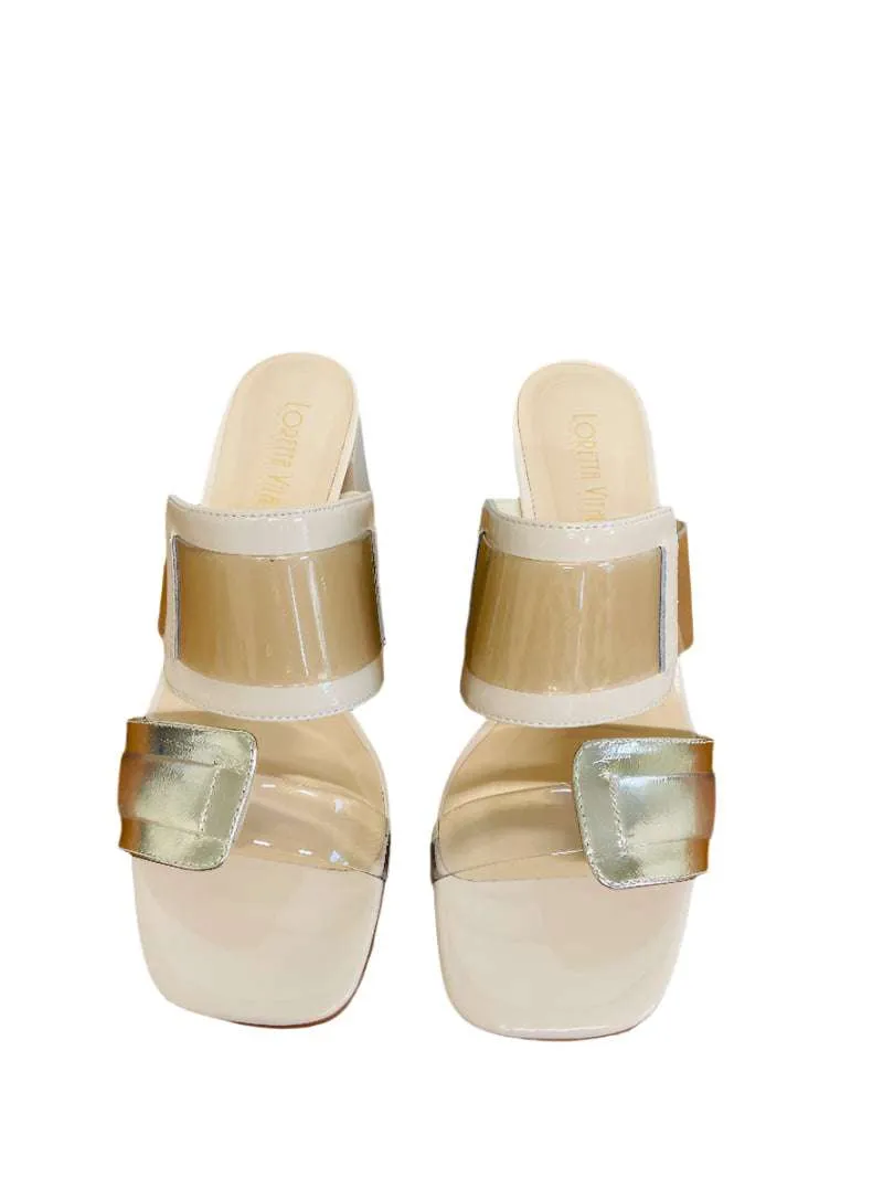 Loreta Vitale Beige Block Heel Mule|C9618BGE