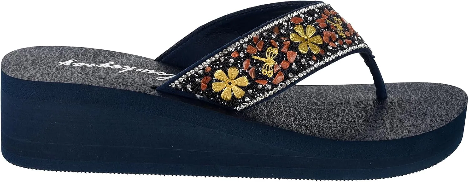 Lowkeyray Women's wedge flip flops Sandal