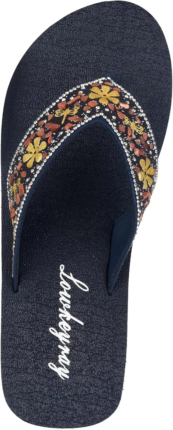 Lowkeyray Women's wedge flip flops Sandal