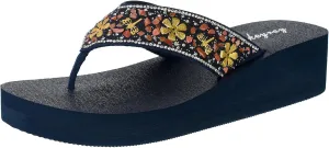 Lowkeyray Women's wedge flip flops Sandal