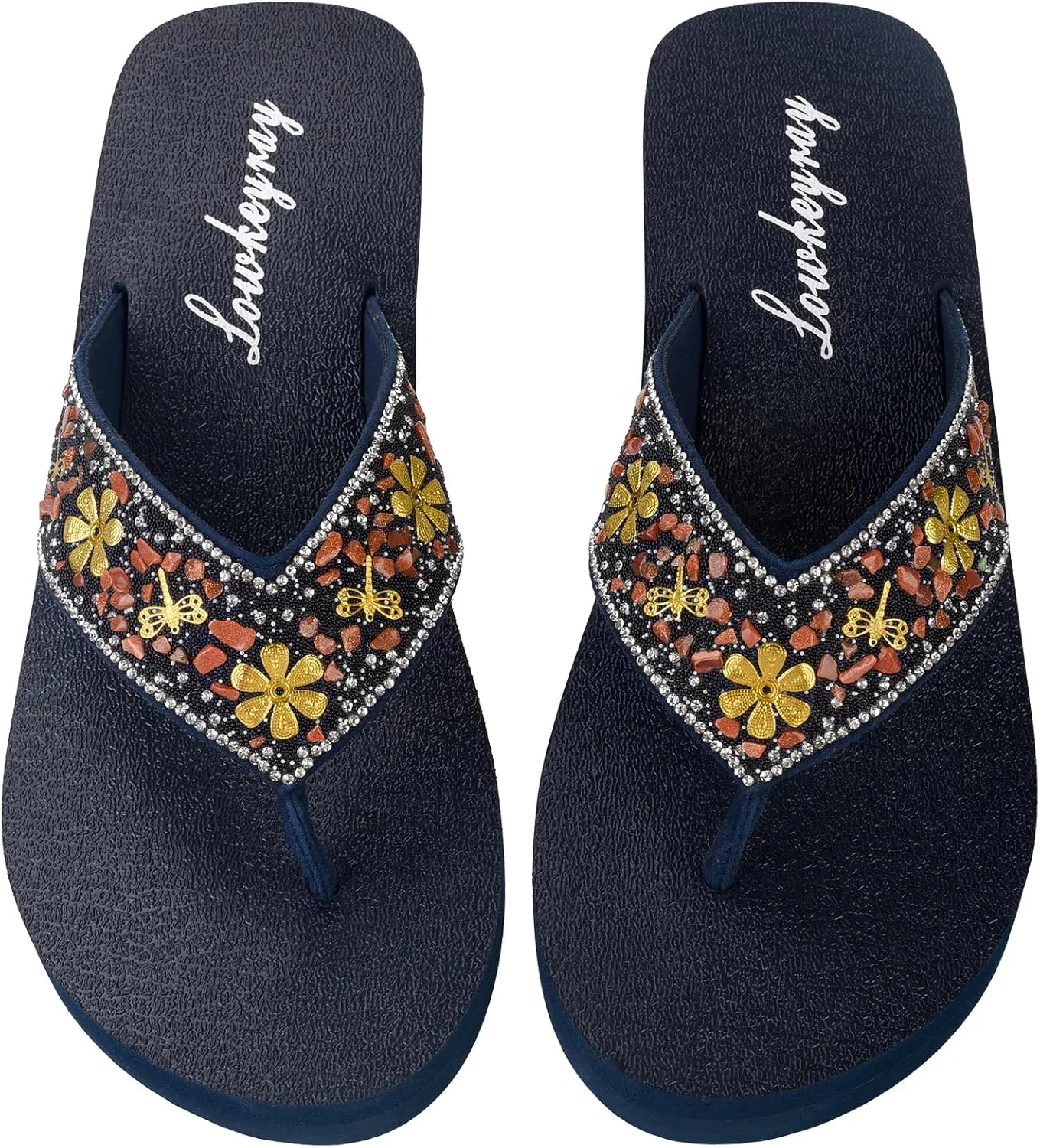 Lowkeyray Women's wedge flip flops Sandal