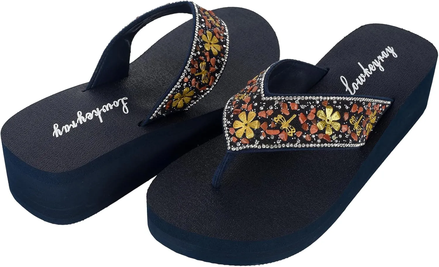 Lowkeyray Women's wedge flip flops Sandal
