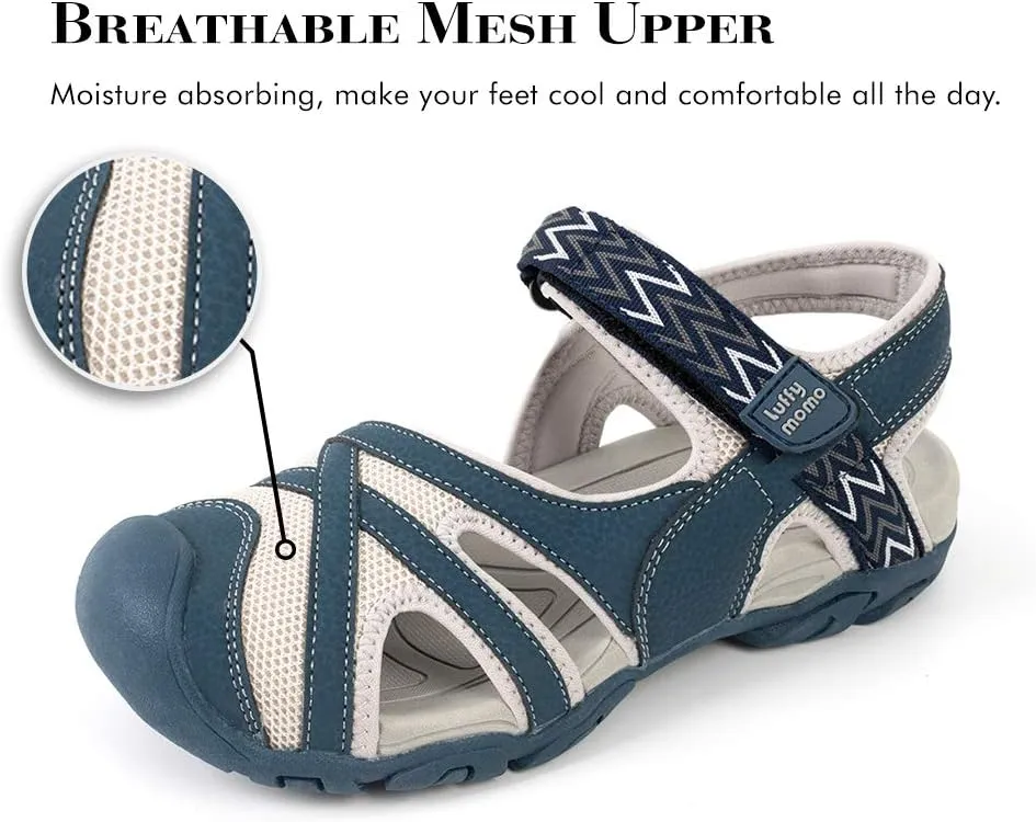 Luffymomo Womens Hiking Outdoor Sandals Sport Athtletic Beach Sandals with Closed Toe