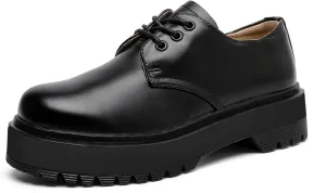 MEMON Womens Black Oxford Shoes,Vintage Oxford Platform Shoes for Women,Low Heel Lace up Chunky Platform Oxfords,Comfort Dress Shoes(ME23029-BLACK-11)