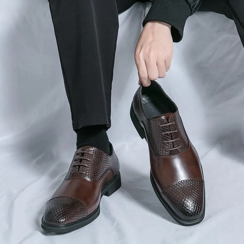 Men Oxfords Shoes British Classic Luxury Fashion Groom Shoes Handmade Comfortable Formal Dress Men Flats Lace-Up Bullock Business Shoes