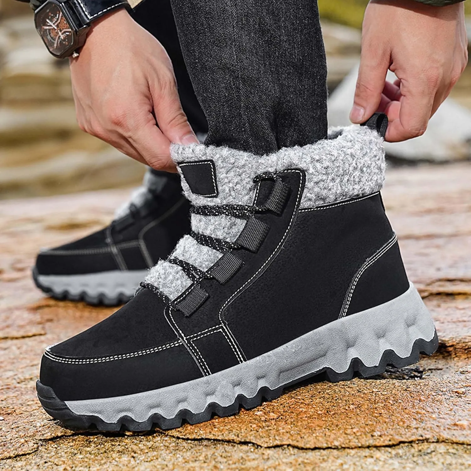 Men's and Women's Fashionable Casual Leather Shoes and Snow Boots