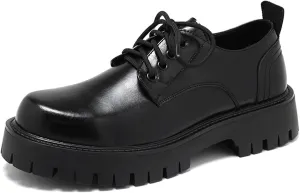 Men's British Style Leather Thick Bottom Oxford Shoes Classic Business Comfortable Non-Slip Platform Formal Leather Shoes