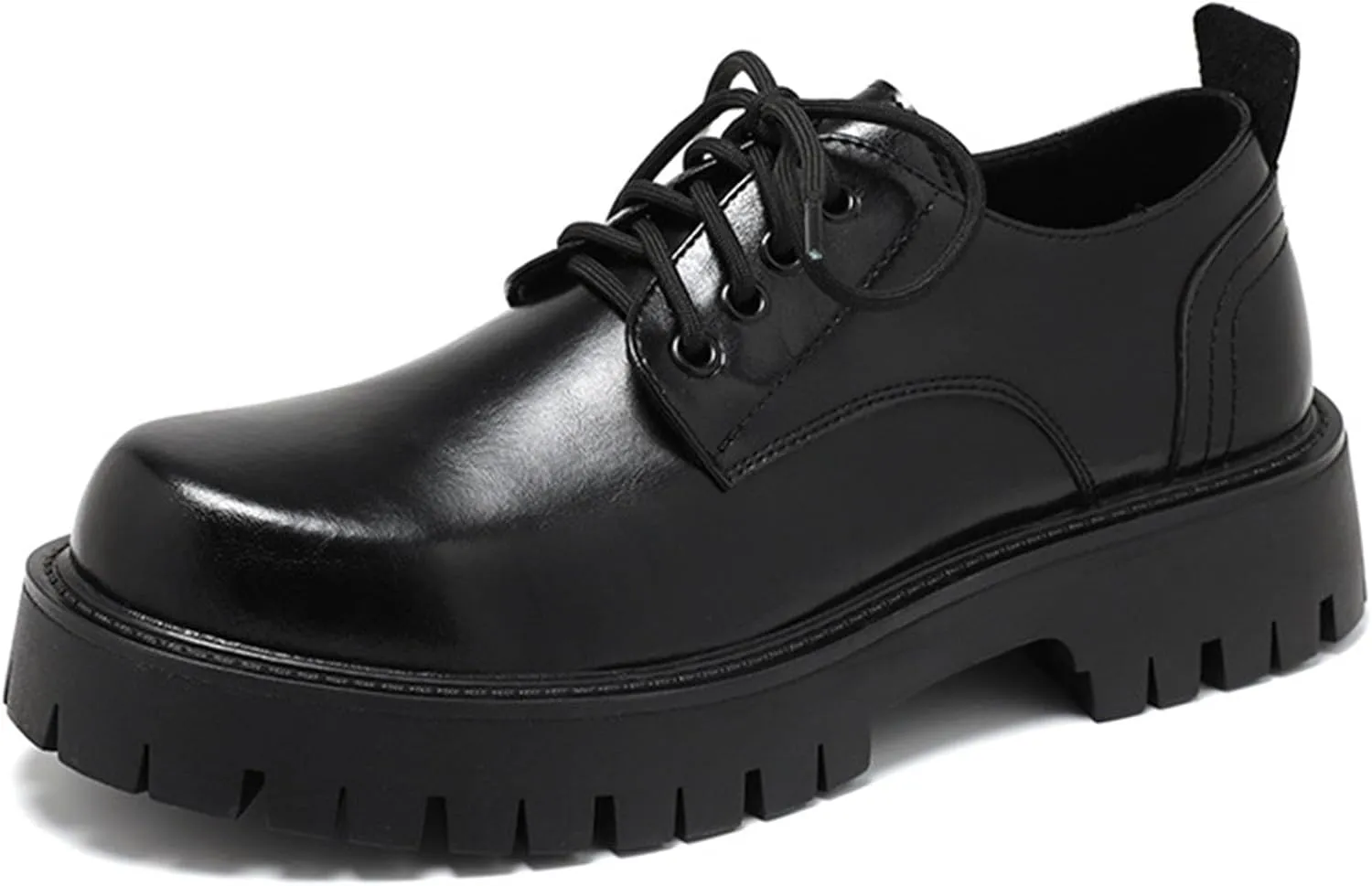 Men's British Style Leather Thick Bottom Oxford Shoes Classic Business Comfortable Non-Slip Platform Formal Leather Shoes