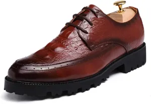 Men's Brogue Oxford Dress Shoes Stylish Business Work Leather Office Formal Leather Shoes Slip-On Wedding Lace-Up Dress Shoes