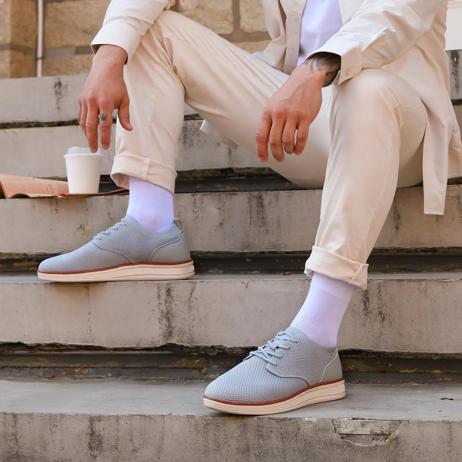 Men's Casual Shoes Knitted Breeze Mesh Oxfords Sneakers