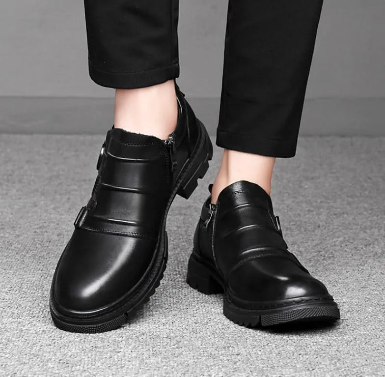Men's Classic Brogue Oxfords Shoes Mens Round Toe Non Slip Leather Dress Shoes Fashion Breathable Slip-On Tuxedo Shoes(Black,6.5)