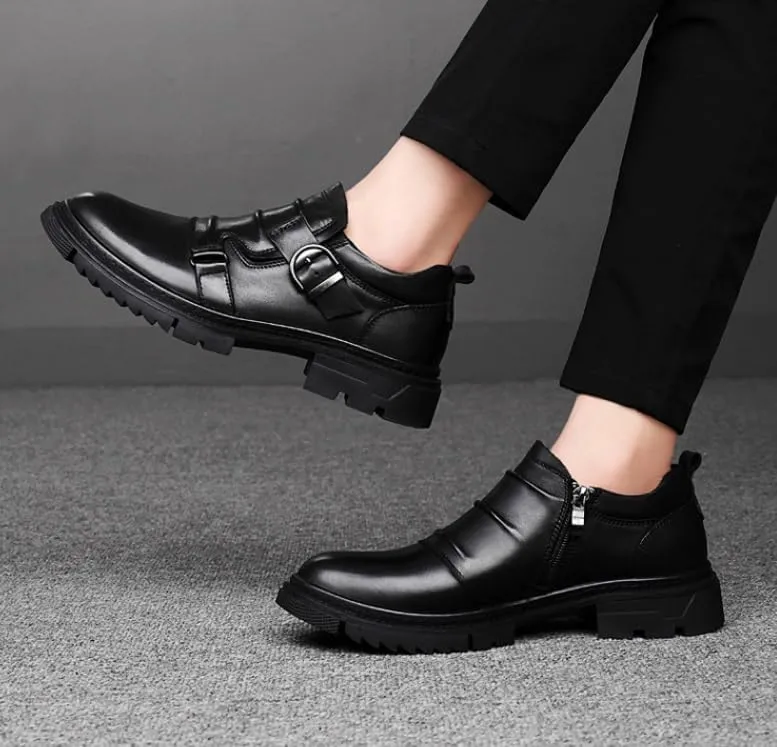 Men's Classic Brogue Oxfords Shoes Mens Round Toe Non Slip Leather Dress Shoes Fashion Breathable Slip-On Tuxedo Shoes(Black,6.5)