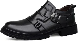 Men's Classic Brogue Oxfords Shoes Mens Round Toe Non Slip Leather Dress Shoes Fashion Breathable Slip-On Tuxedo Shoes(Black,6.5)