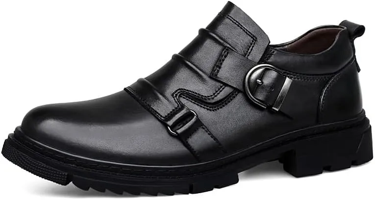 Men's Classic Brogue Oxfords Shoes Mens Round Toe Non Slip Leather Dress Shoes Fashion Breathable Slip-On Tuxedo Shoes(Black,6.5)