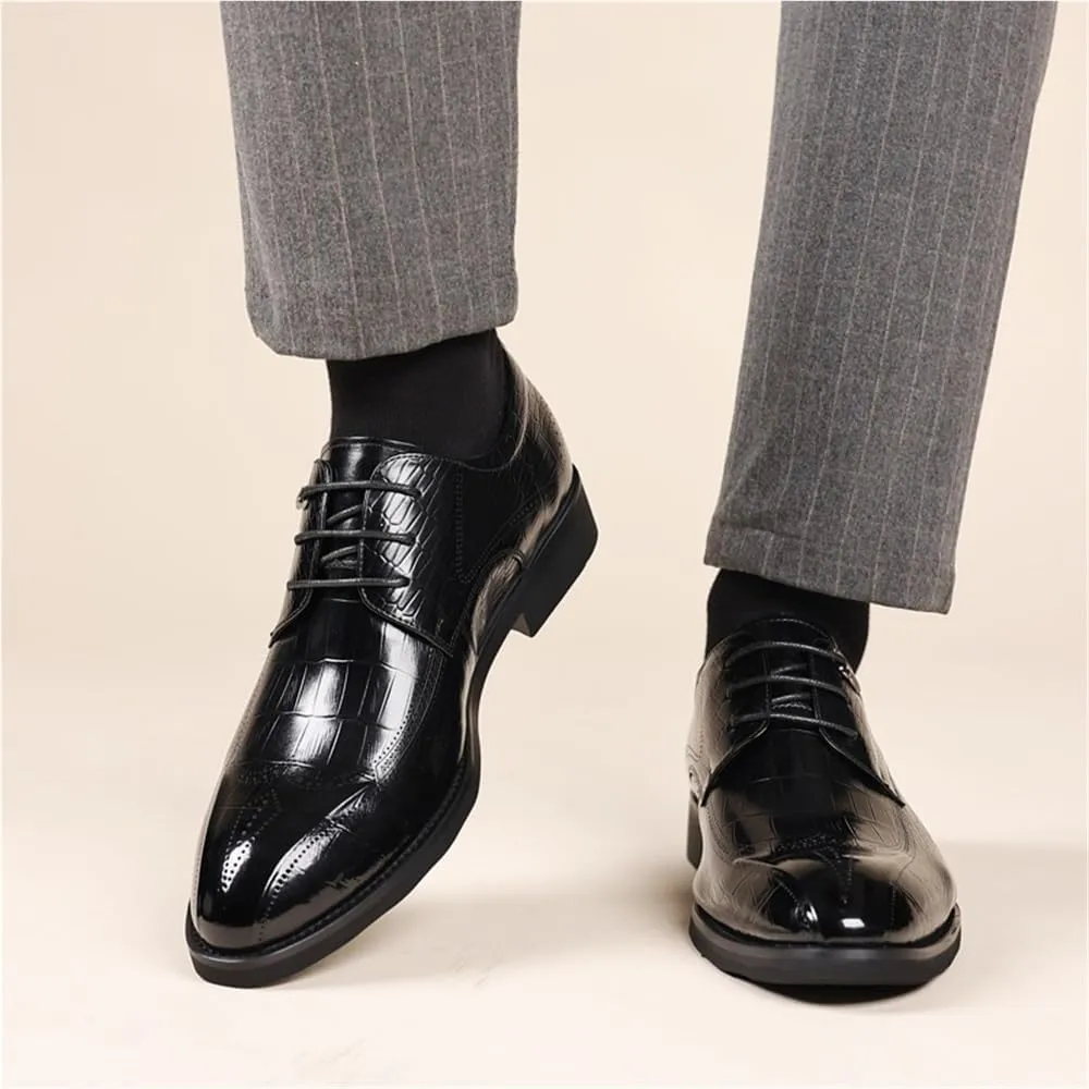 Men's Classic Leather Oxford Dress Shoes - Comfortable Lace Up Monk Strap for Business, Weddings & Office - Non-Slip Brown