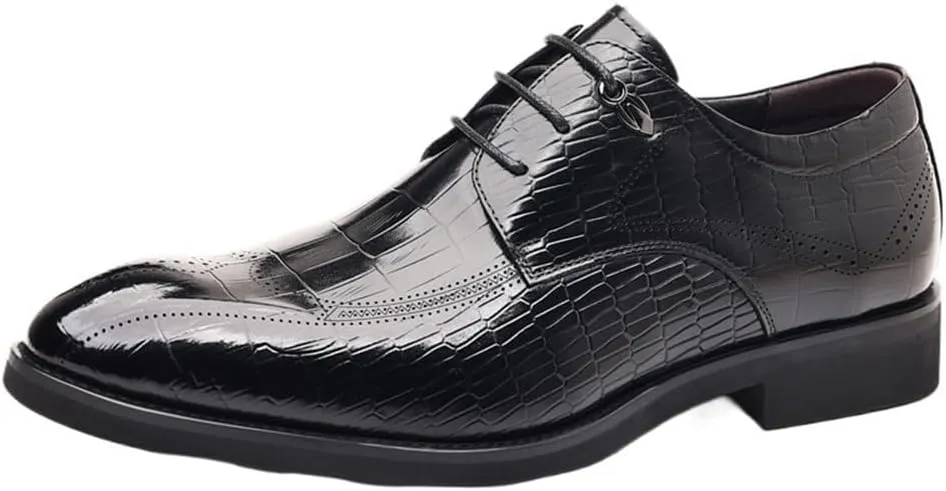 Men's Classic Leather Oxford Dress Shoes - Comfortable Lace Up Monk Strap for Business, Weddings & Office - Non-Slip Brown