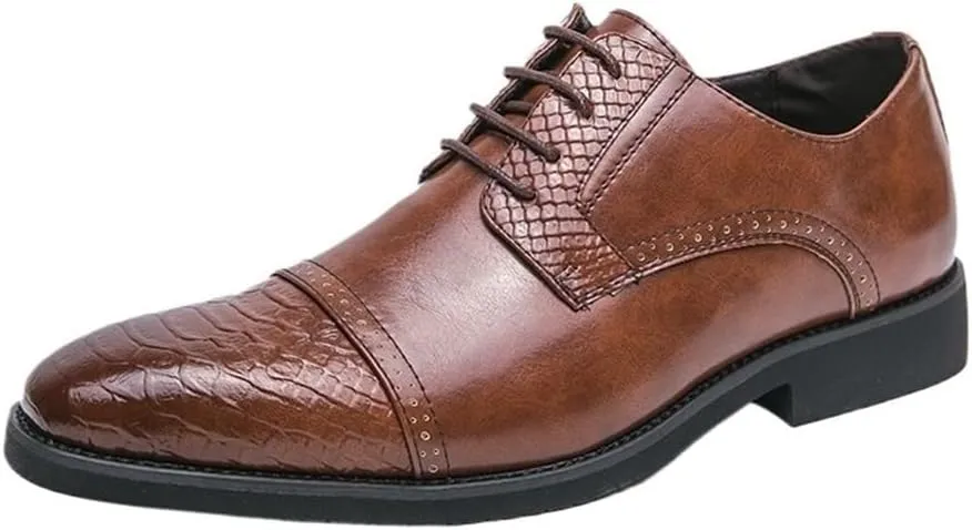 Men's Dress Oxford Shoes Classic Lace-up Leather Formal Business Tuxedo Shoes Wedding Casual British Bridegroom Footwear