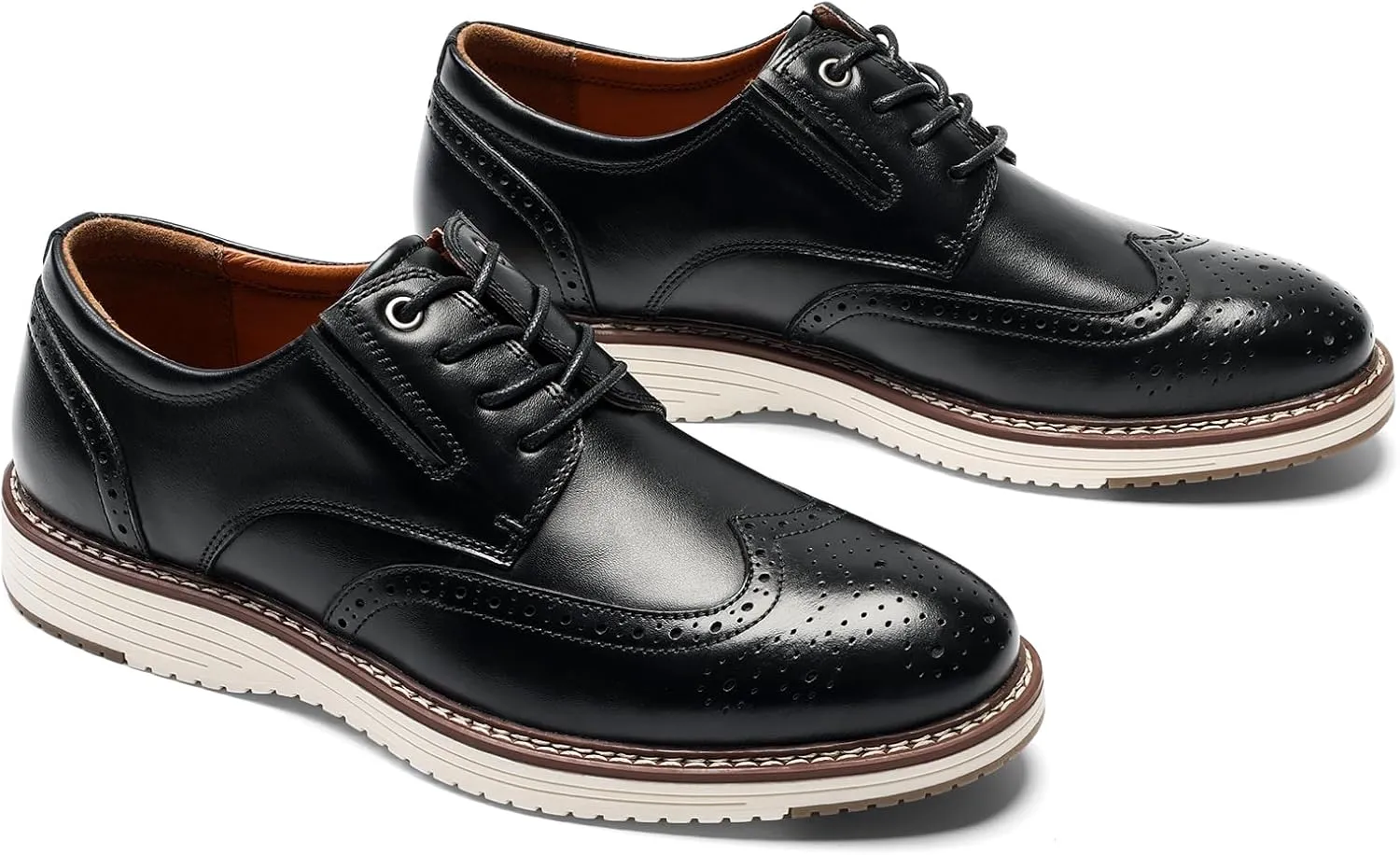 Mens Dress Shoes Genuine Leather Plain Toe Lace Up Mens Casual Dress Shoes Business Comfortable Fomal Mens Oxford Dress Sneakers for Office Wedding Casual