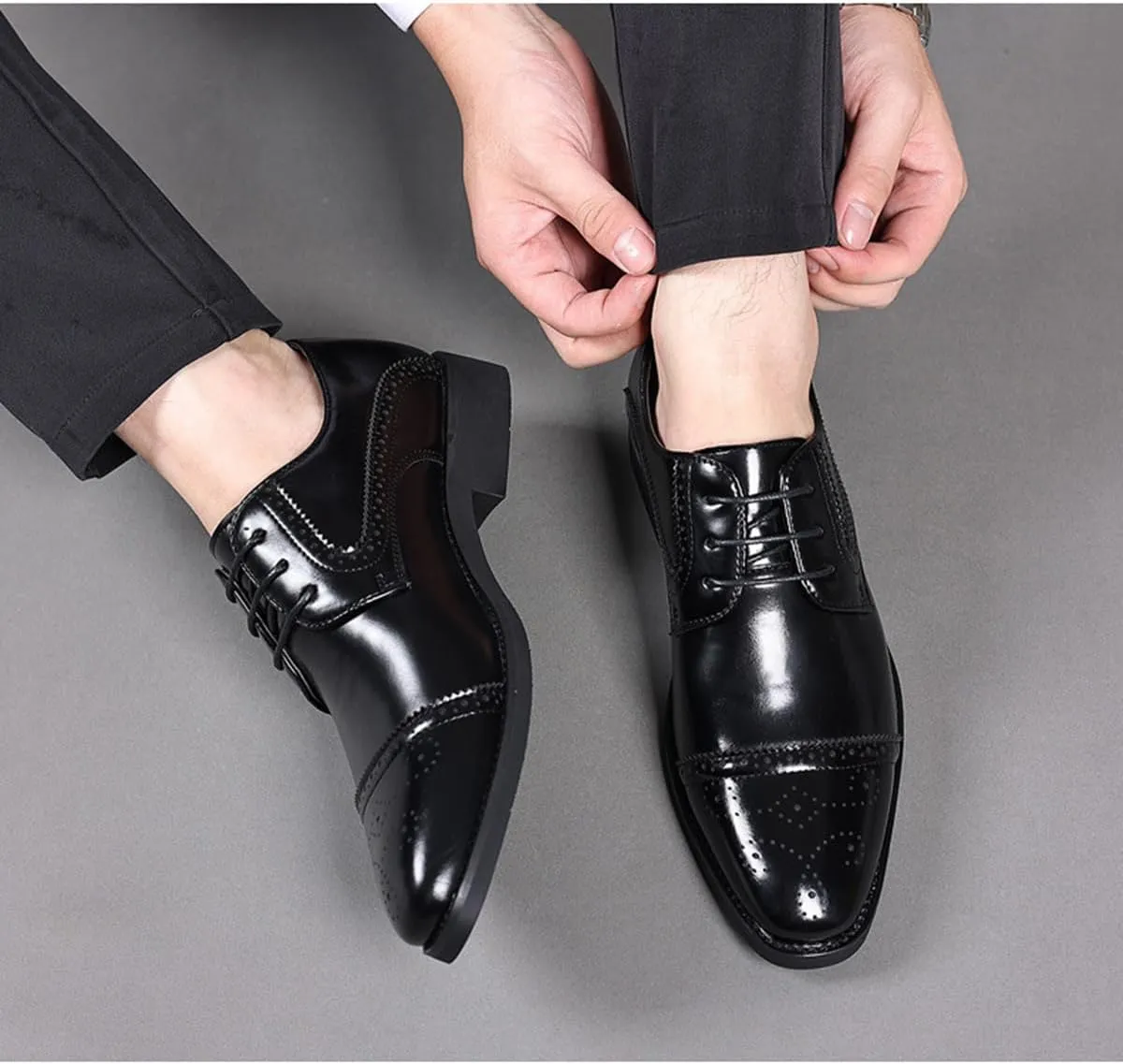 Men's Dress Shoes Lace-up Classic Derby Wingtip Brogues Formal Business Comfort Oxford Shoes