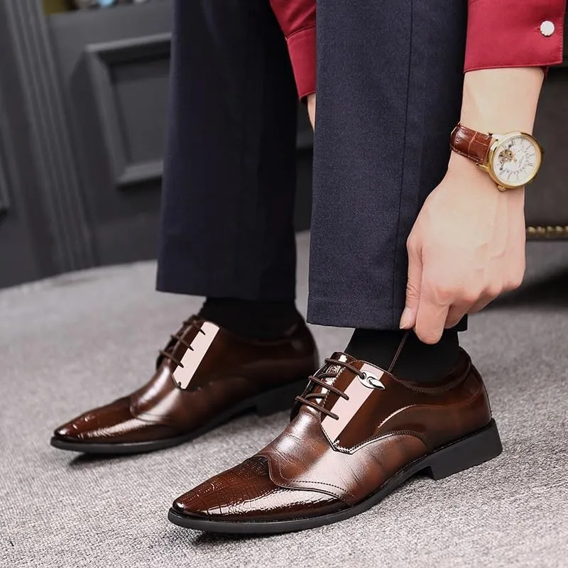 Men's Dress Shoes Mens Leather Formal Business Oxford Shoes Breathable Wingtip Retro Brogue Shoes for Men