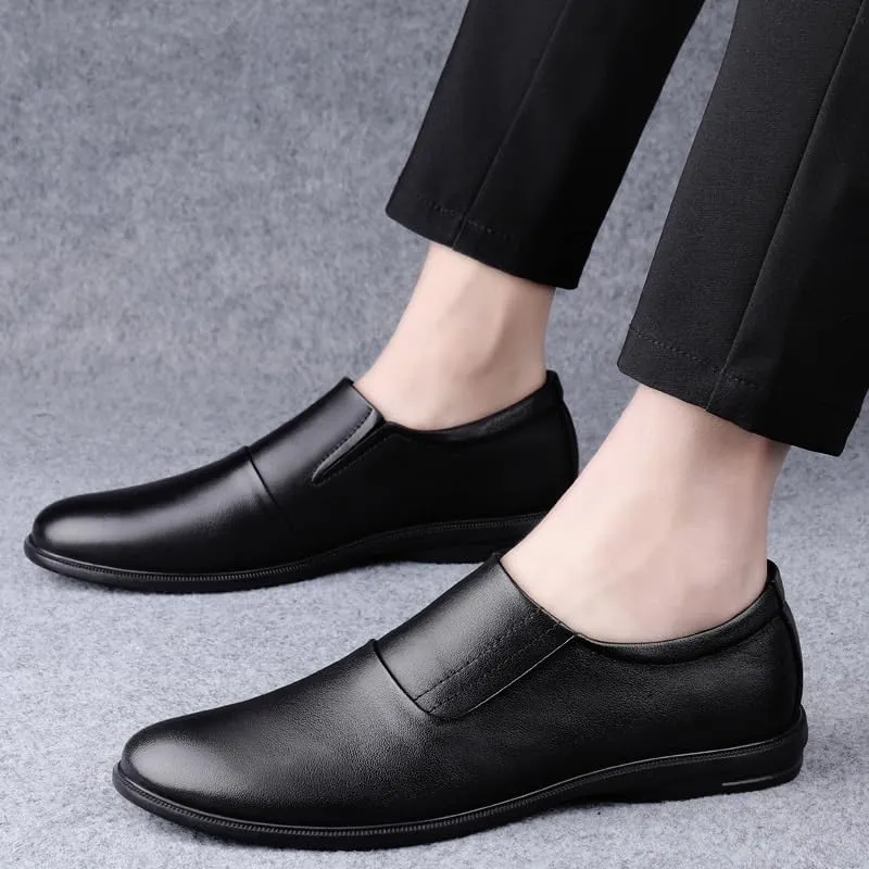 Men's Dress Shoes Slip On Pointed Toe Derbys Classic Formal Business Mens Oxfords Shoes