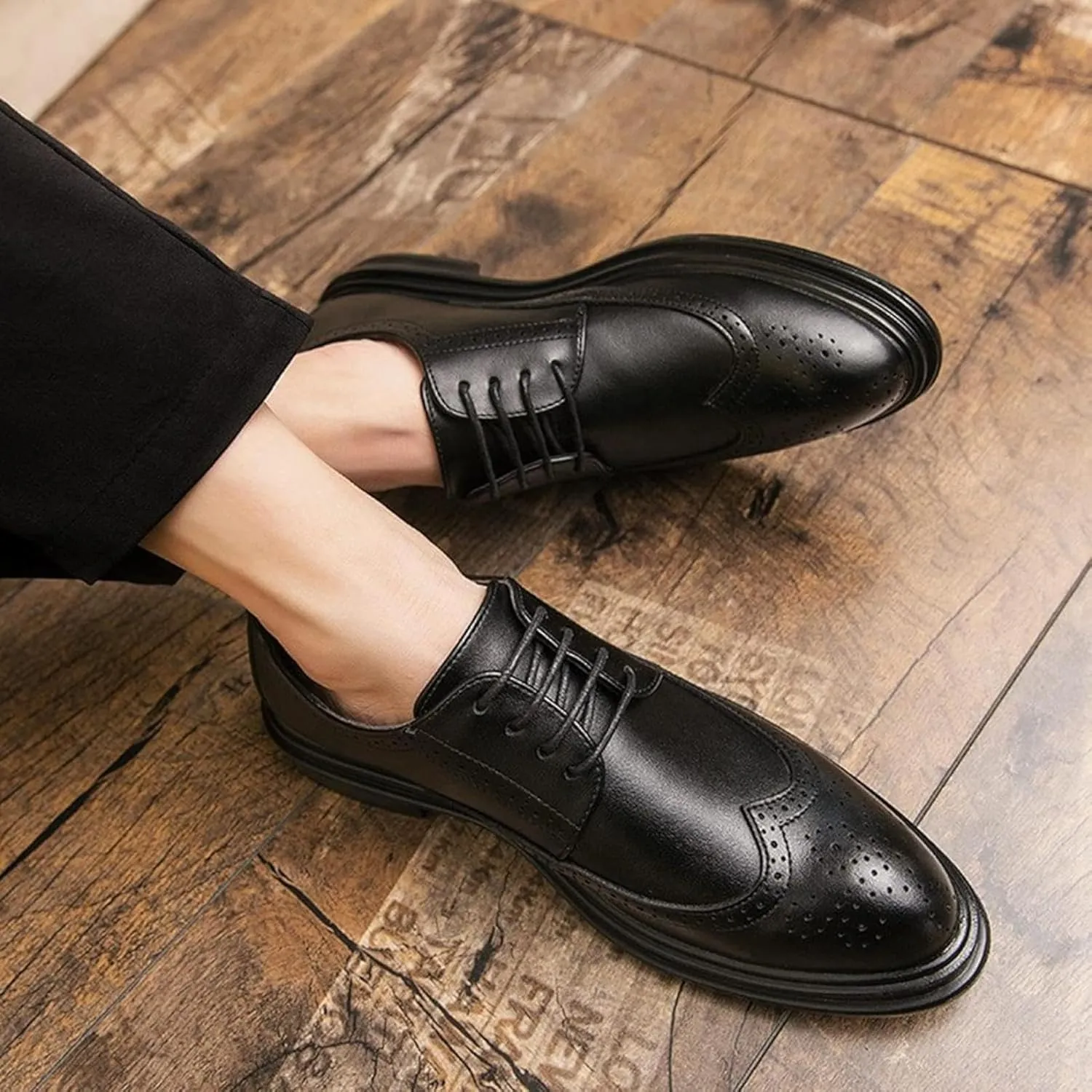 Men's Formal Shoes Spring and Autumn Gentlemen's Evening Party Oxford Shoes Youth Classic Low Top Lace up Business Shoes